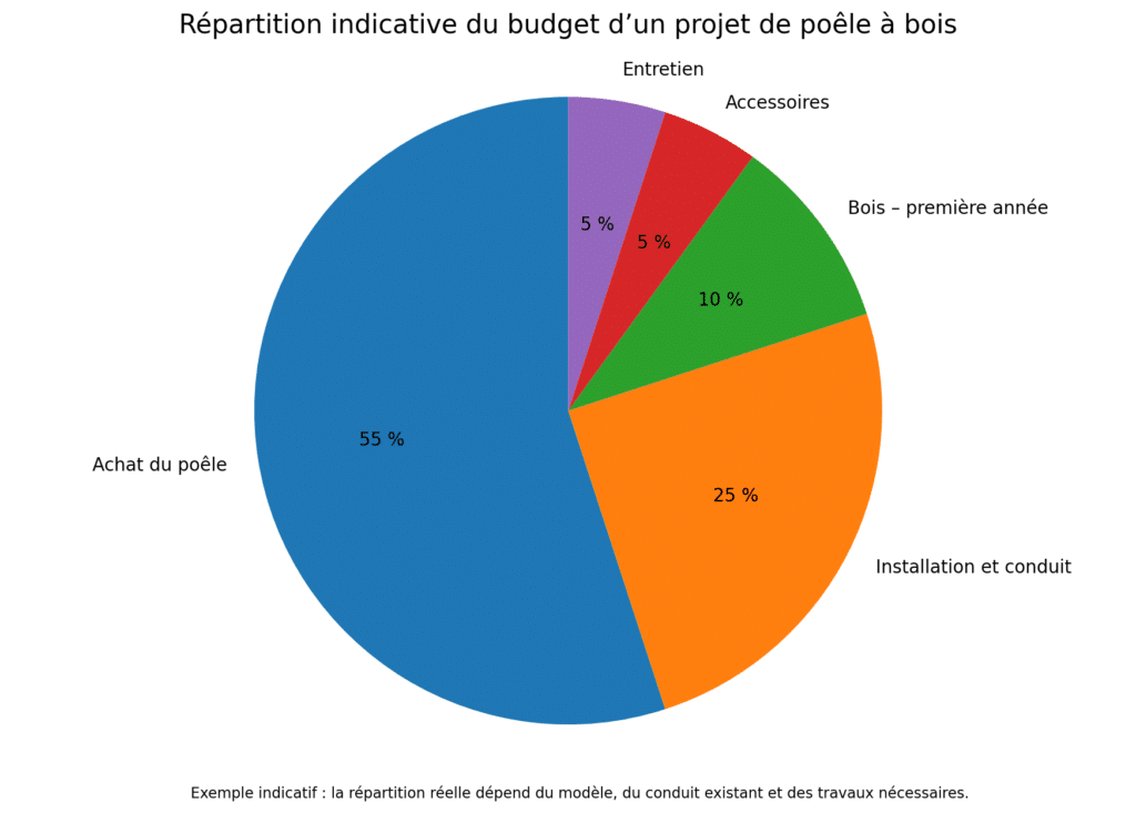 répartition du budget pour un poêle à bois avec son entretien
